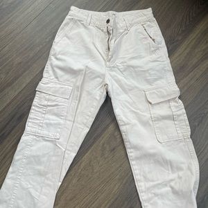 Cream Stradivarius cargo trousers pants
